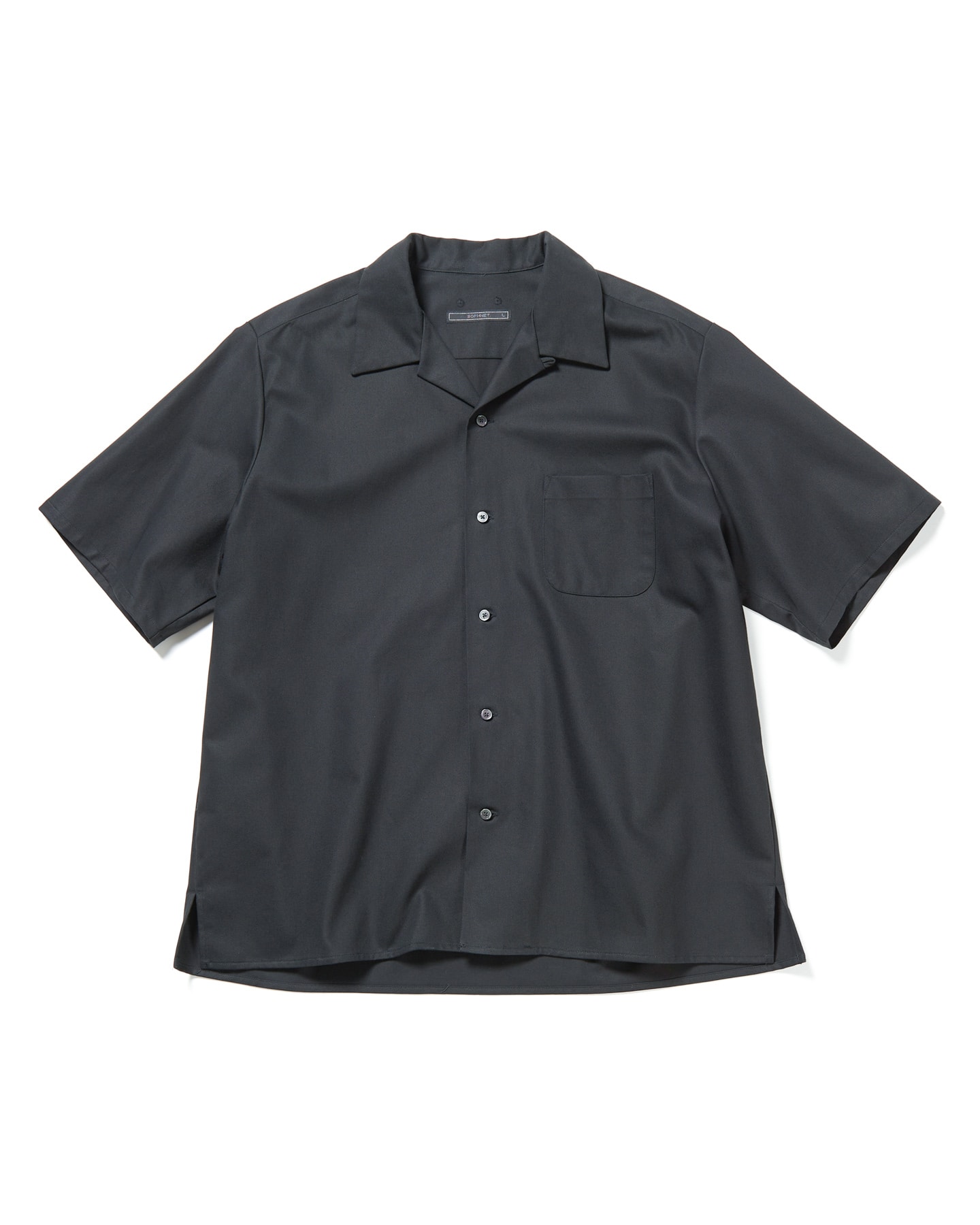 SOPH. | HIGH TWISTED LIGHT TWILL S/S OPEN COLLAR SHIRT(M BLACK):