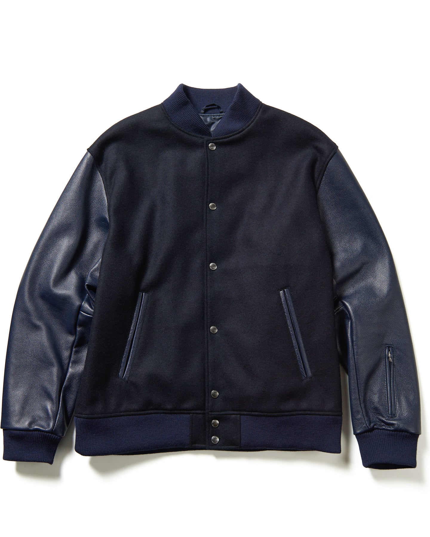 SOPH. | LEATHER SLEEVE VARSITY JACKET(L NAVY):