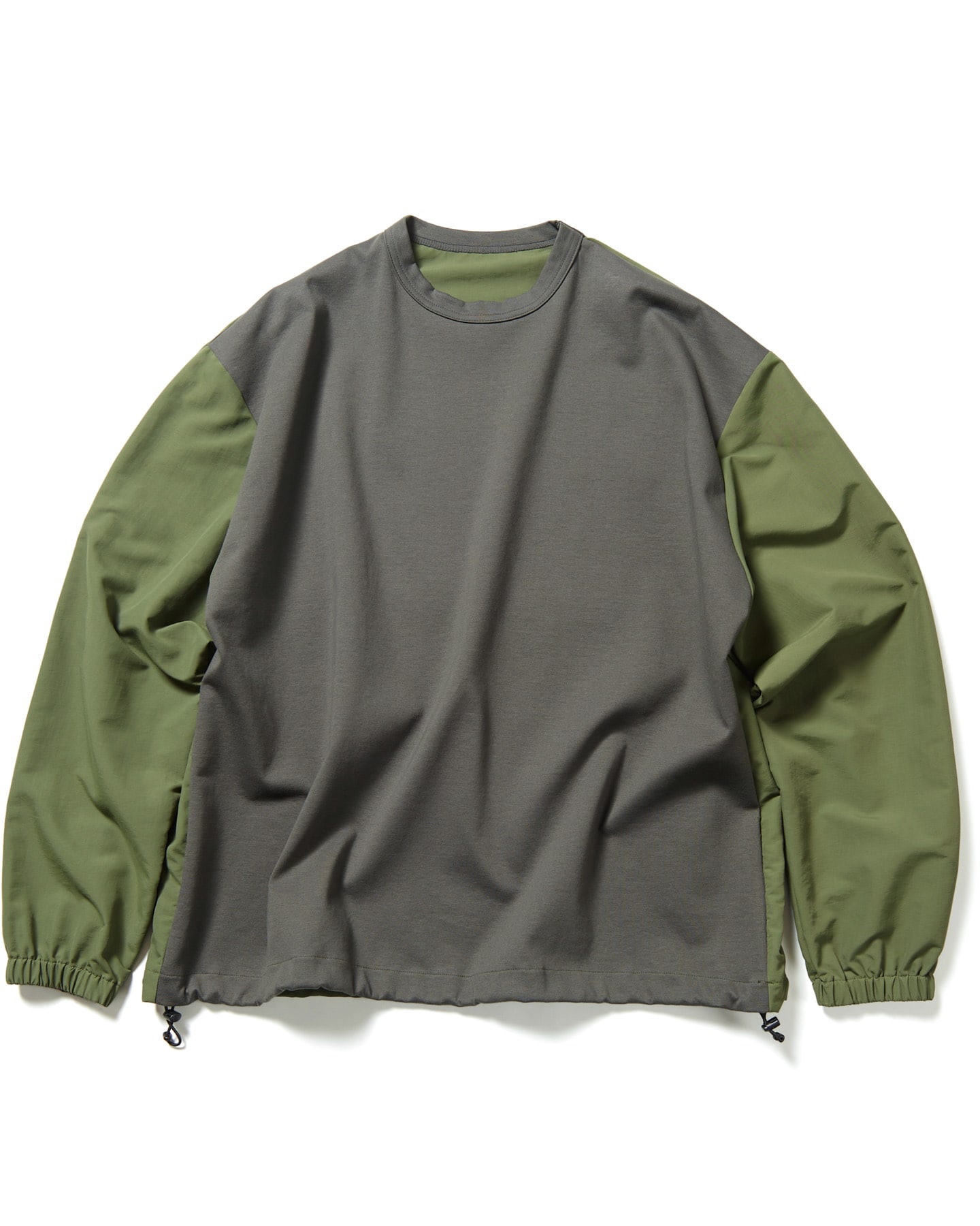 SOPH. | FABRIC MIX L/S CREWNECK TOP(M KHAKI):