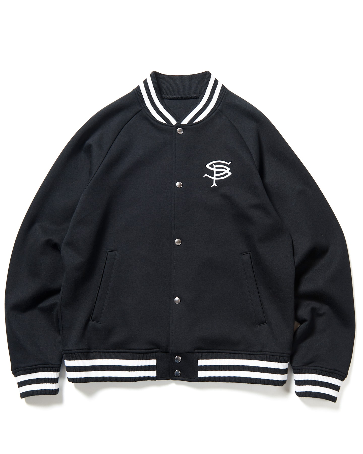 SOPH. | COMPACT DOUBLE KNIT SP LOGO VARSITY JACKET(M BLACK):