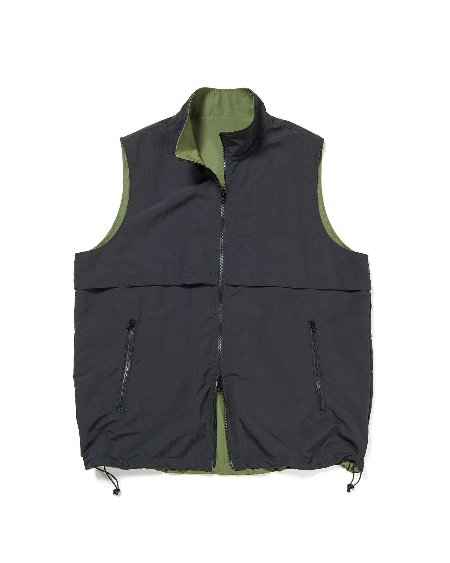 SOPH. | SUPPLEX REVERSIBLE STAND COLLAR VEST(3 BLACK / KHAKI):