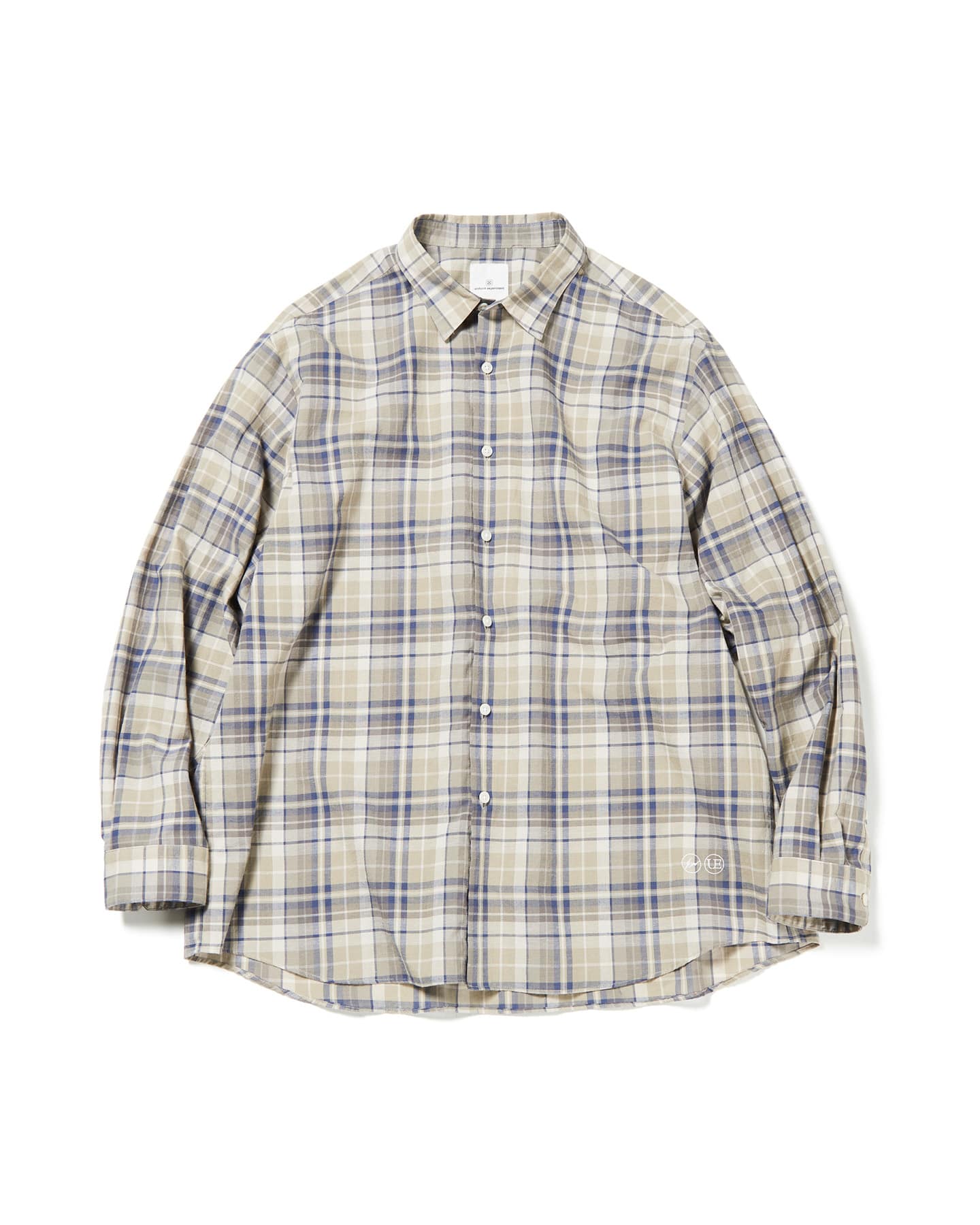 SOPH. | LINEN CHECK LOGO BAGGY SHIRT(2 BEIGE):