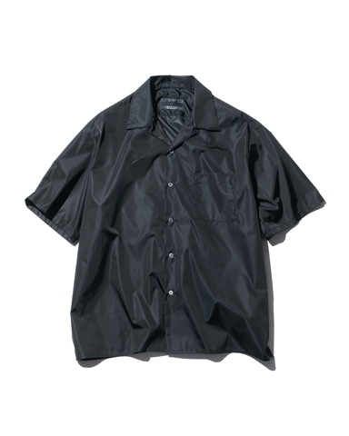 SOPH. | LIMONTA NYLON S/S OPEN COLLAR BAGGY SHIRT(M BLACK):