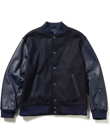 LEATHER SLEEVE VARSITY JACKET(M NAVY) - SOPH.