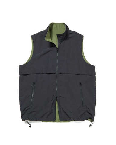 SOPH. | SUPPLEX REVERSIBLE STAND COLLAR VEST(2 BLACK / KHAKI):