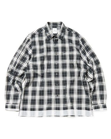 SOPH. | LINEN CHECK LOGO BAGGY SHIRT(2 BROWN):